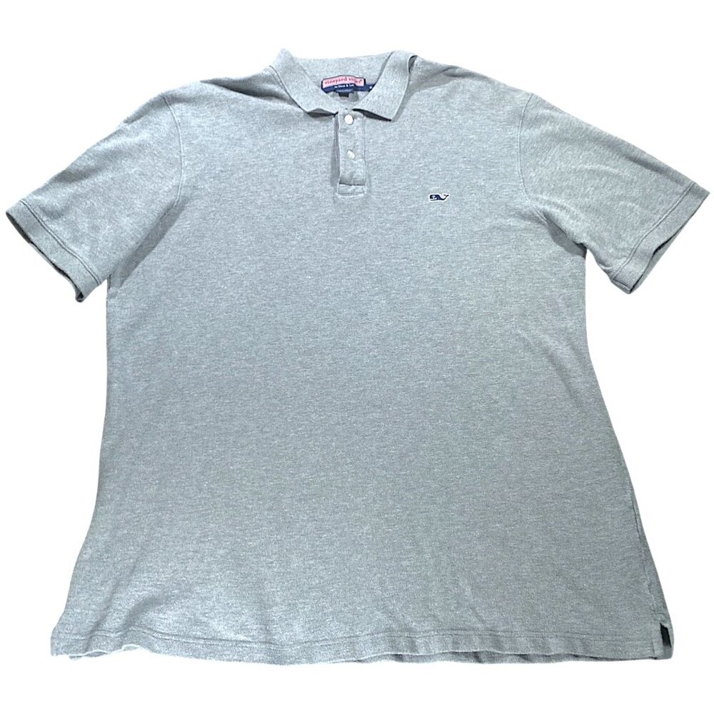 Vineyard Vines Shirt Mens XL Gray Polo Whale Logo Pique Golf Tennis Preppy Dad